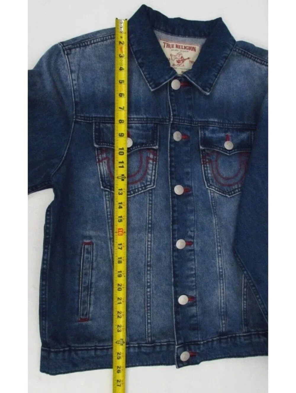 True Religion Men's Medium Blue Quartz Wash Trucker Denim Jacket 701133 NWT $184